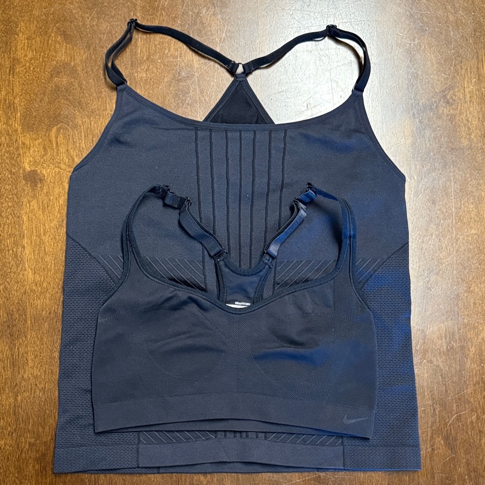 Nike NikeFit Dry Black Compression Tank Top and Sports Bra Medium
